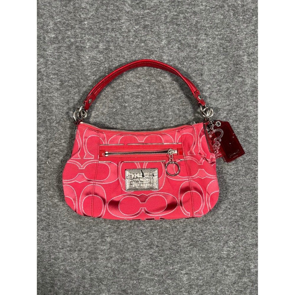 Vintage Coach Poppy Handbag Hot Pink Signature Sateen Shoulder Bag F1073-15858